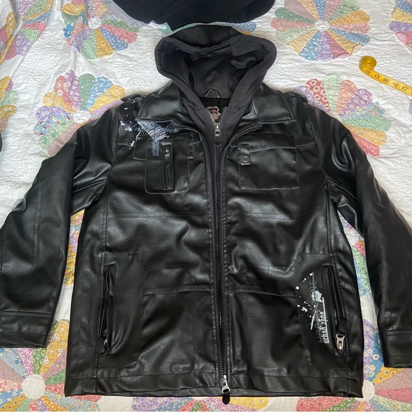 West Coast Connection Leather Coat with Hood - Picture 4 of 5
